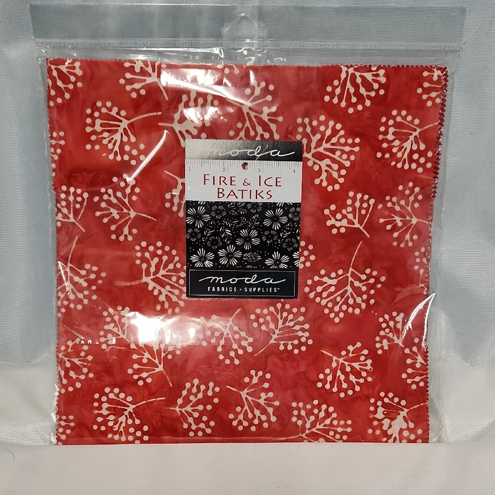Moda Fire & Ice Batiks Red Holiday Fabric 10" Layer Cake.